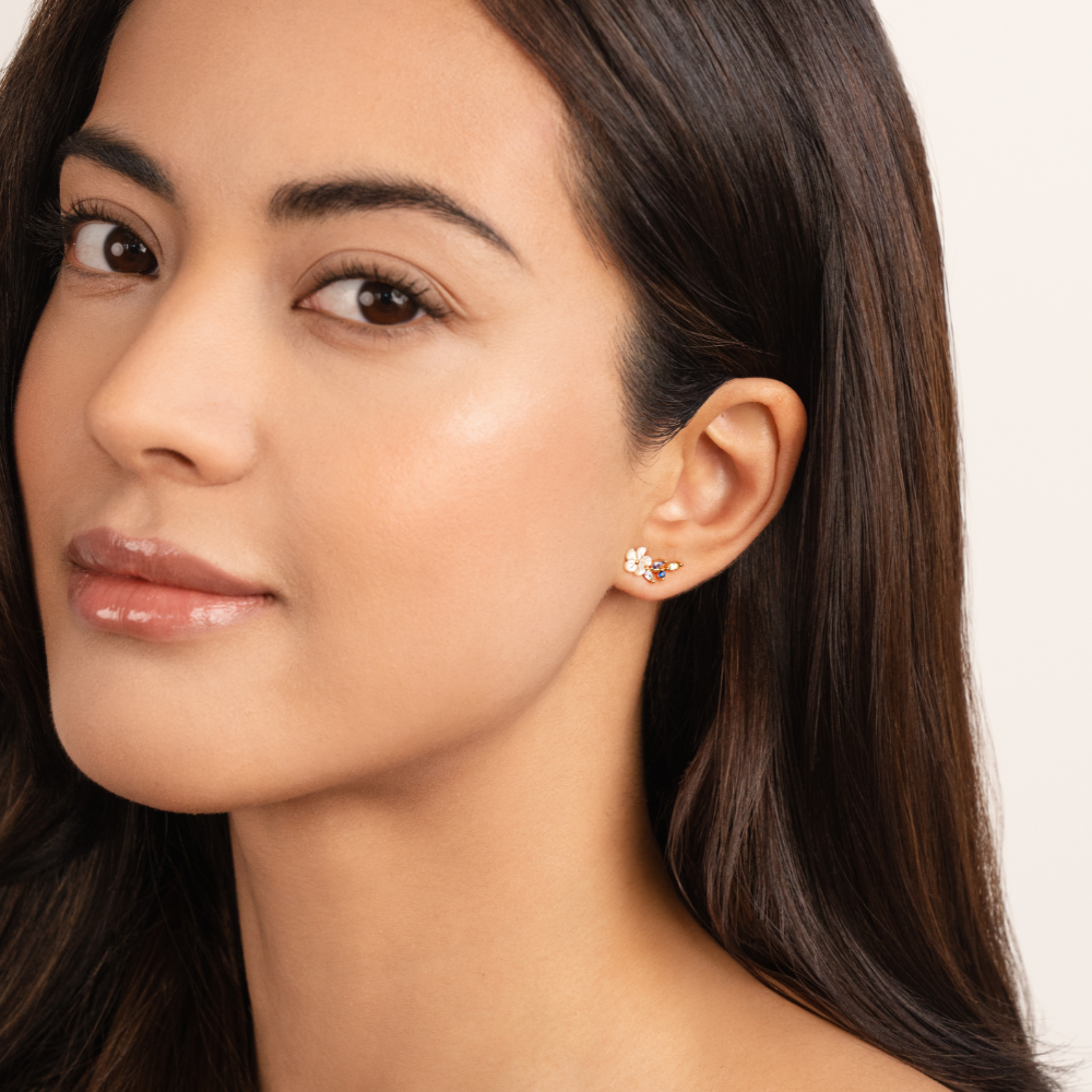 Crystal White Blossom Earrings - Image 4