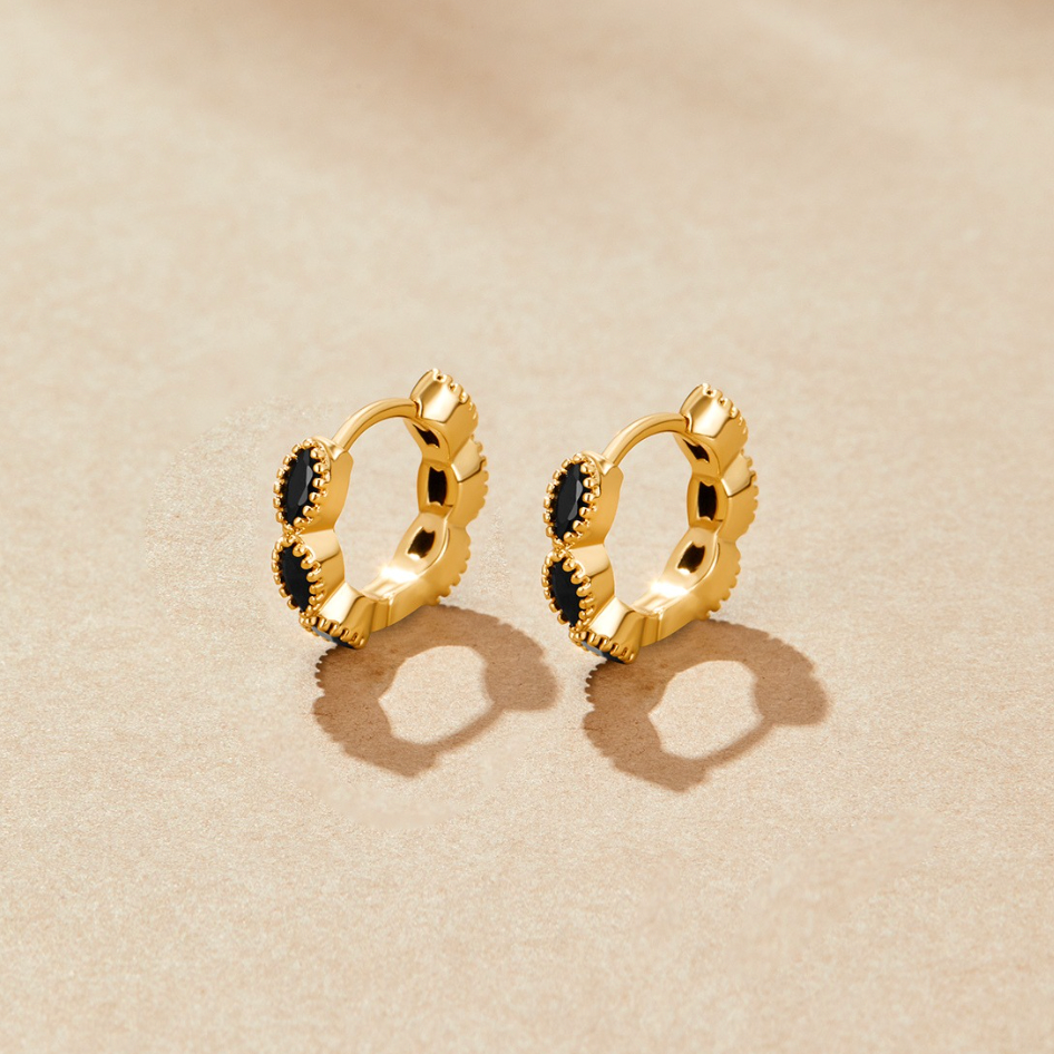 Onyx Tiny Hoop Earrings - Image 4