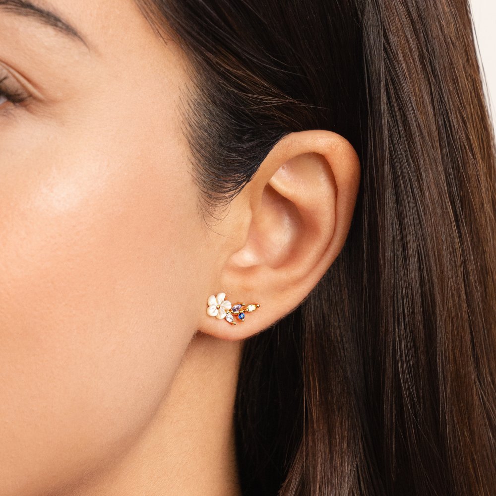 Crystal White Blossom Earrings - Image 2