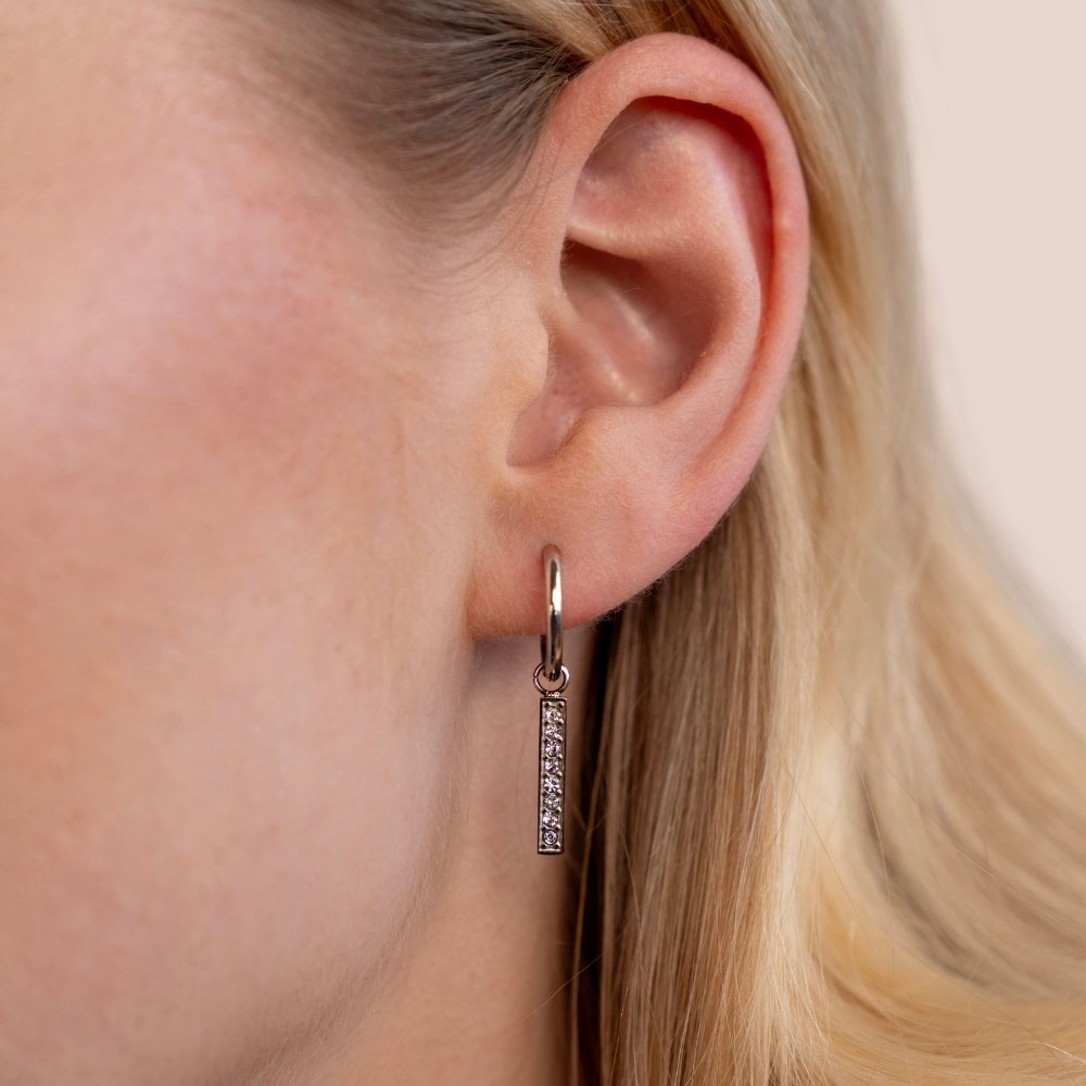 Dana Crystal Bar Hoop Earrings - Image 2
