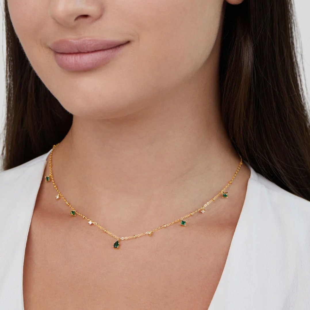 Emily Crystal Gold Necklace - Image 4
