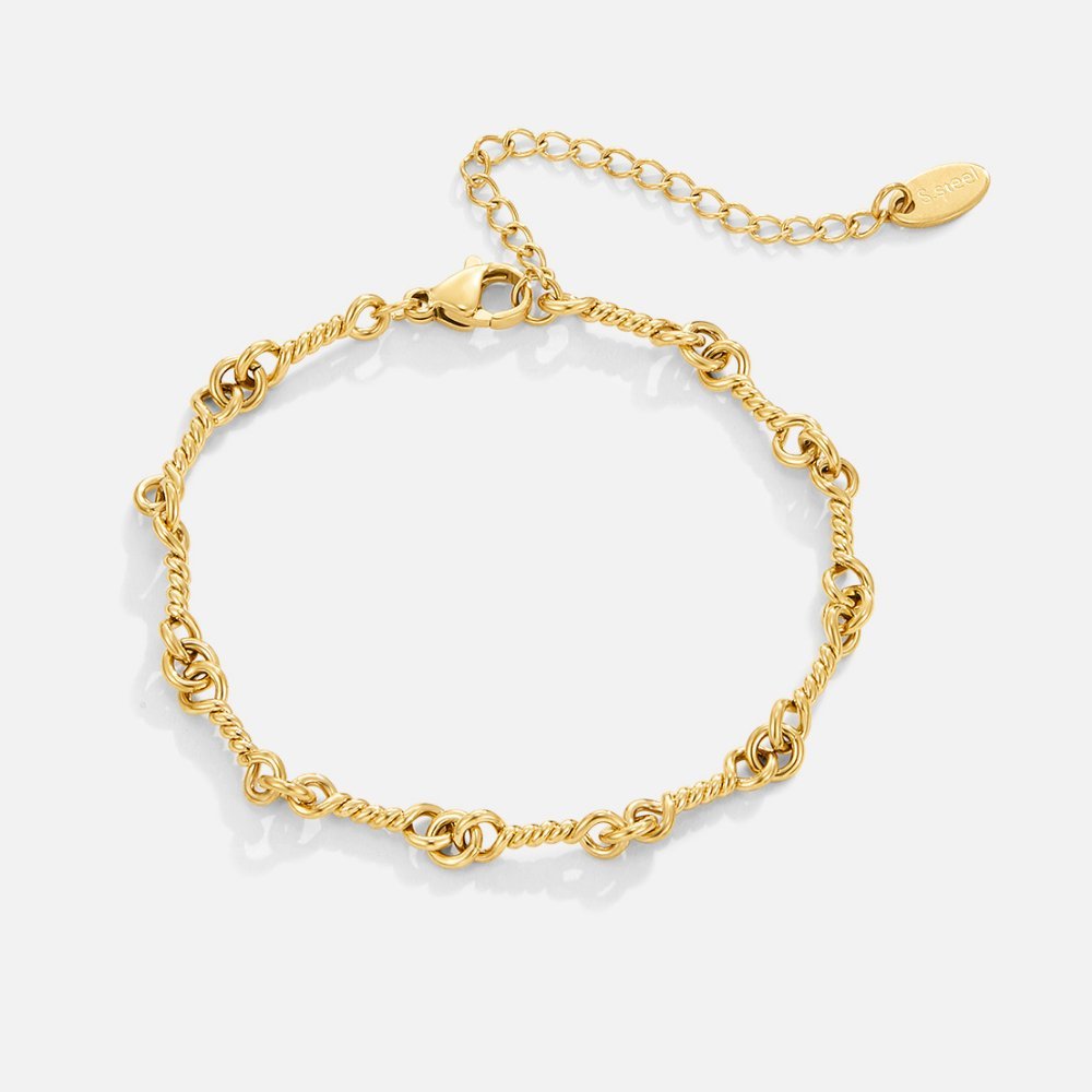Figaro Gold Knot Chain Bracelet - Image 3