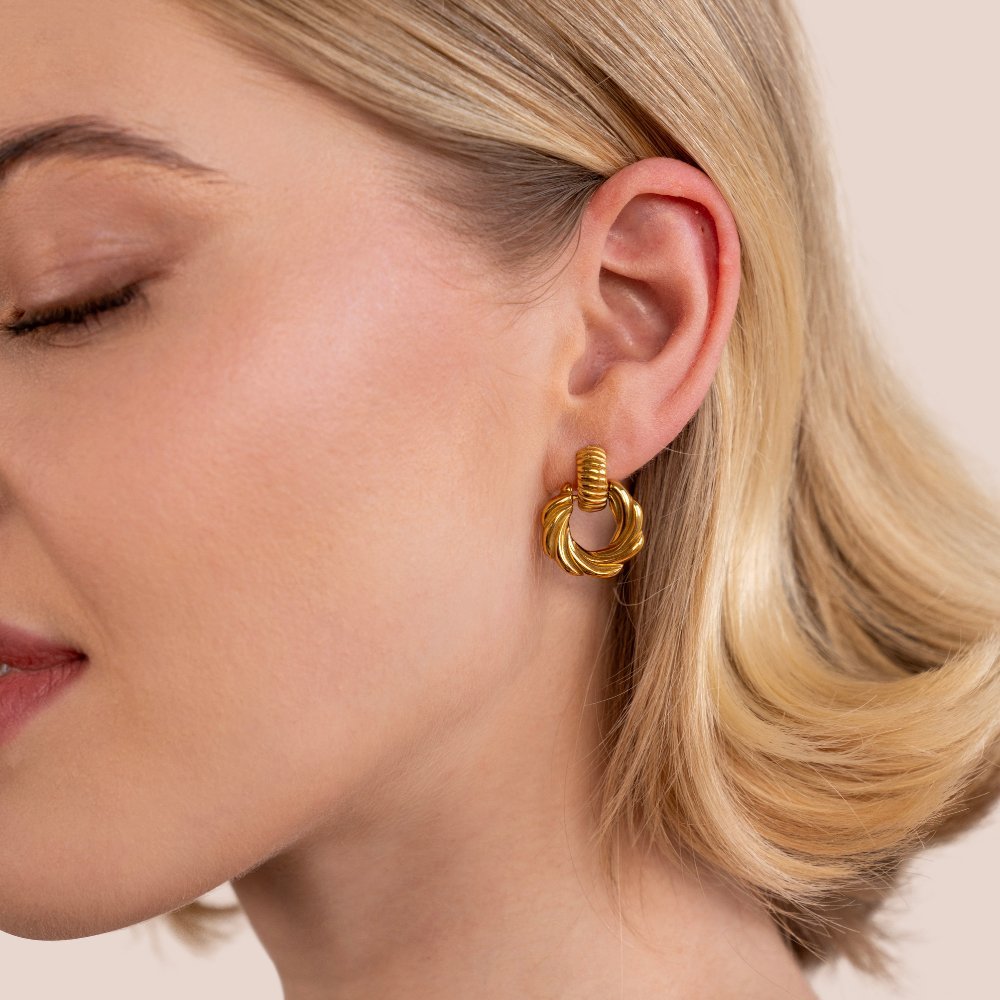 Leah 18K Twisted Hoop Earrings - Image 3