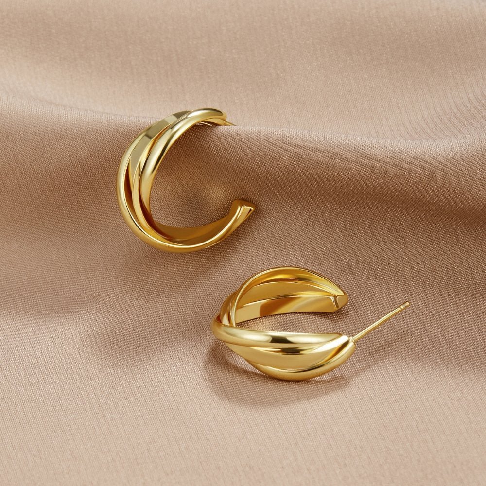 Milan Gold Twist Hoop Earrings