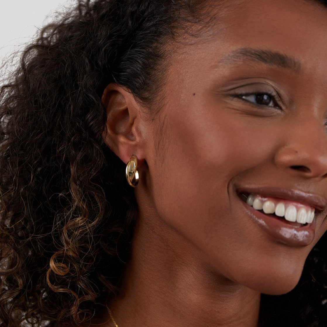 Milan Gold Twist Hoop Earrings - Image 7