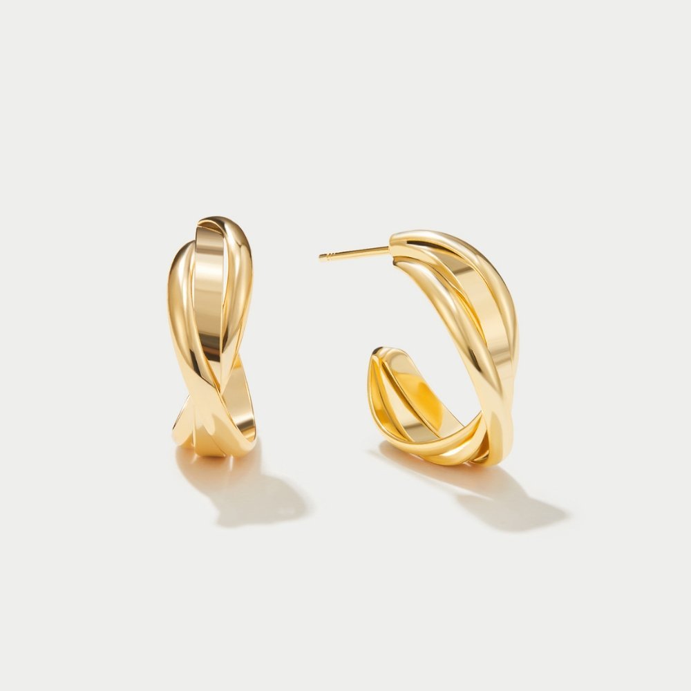 Milan Gold Twist Hoop Earrings - Image 3