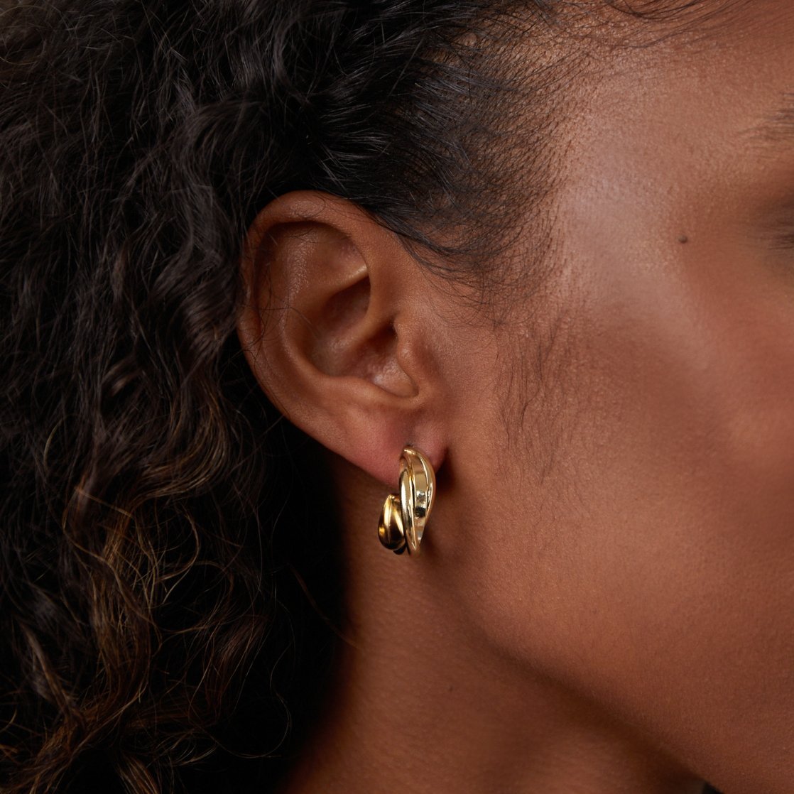 Milan Gold Twist Hoop Earrings - Image 2