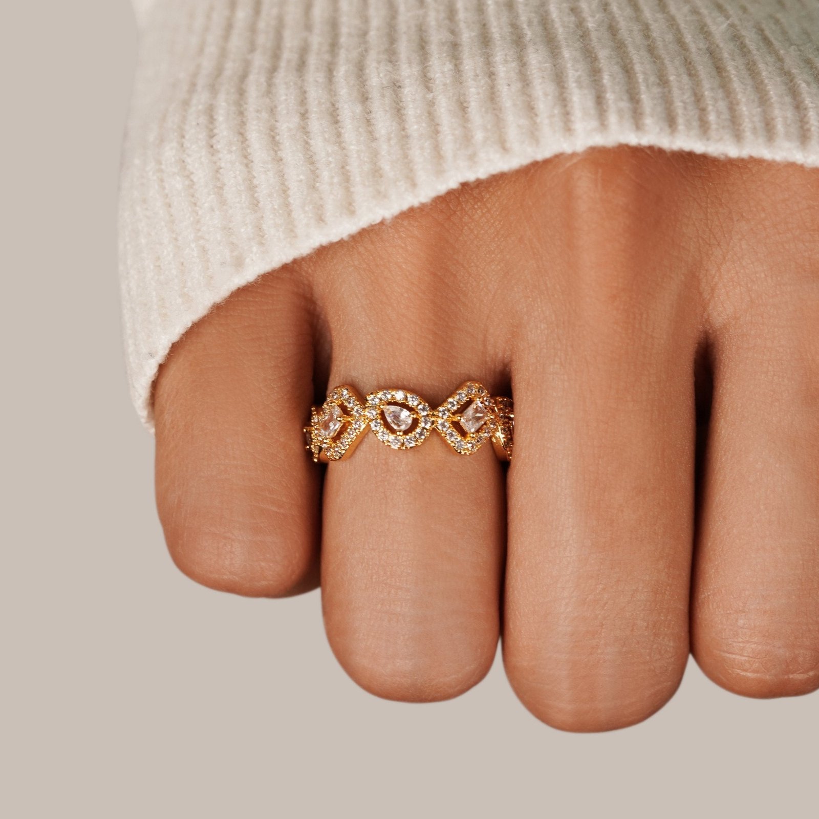 Milana Gold Crystal Ring - Image 2