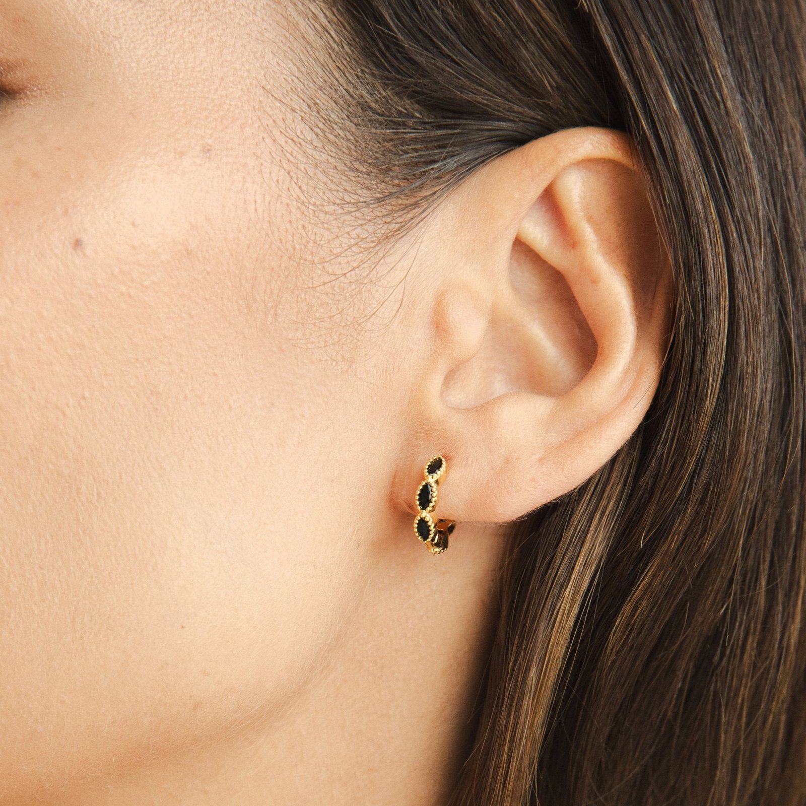 Onyx Tiny Hoop Earrings - Image 2